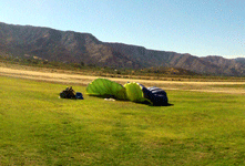 Touching down on the drop zone at Skylark Field Airport...on October 4, 2014.