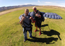 Moments after touching down on the drop zone at Skylark Field Airport...on October 4, 2014.