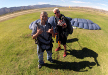 Moments after touching down on the drop zone at Skylark Field Airport...on October 4, 2014.