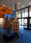 Replicas of JPL's Explorer 1 rocket and satellite.