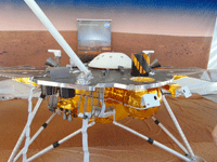 The life-size replica of NASA's InSight Mars lander at JPL...on May 20, 2017.