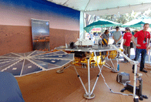 The life-size replica of NASA's InSight Mars lander at JPL...on May 20, 2017.