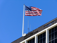 A snapshot of the American flag atop Building 180 at JPL...on May 20, 2017.