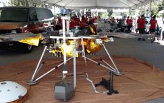 The full-size replica of the InSight Mars lander on display at NASA JPL...on June 9, 2018.