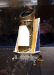 A Kepler spacecraft replica on display inside JPL's museum...on June 9, 2018.