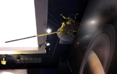 A Cassini spacecraft replica on display inside JPL's museum...on June 9, 2018.