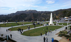 The Hollywood Sign and Astronomers Monument as seen from Griffith Observatory's rooftop...on January 21, 2017.