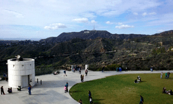 The Hollywood Sign as seen from Griffith Observatory's rooftop...on January 21, 2017.