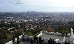 Downtown Los Angeles as seen from Griffith Observatory's rooftop...on January 21, 2017.