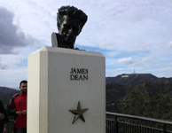 A statue honoring the late James Dean...whose movie REBEL WITHOUT A CAUSE was filmed at Griffith Observatory more than 60 years ago.