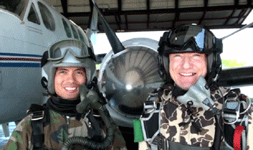 Posing for pictures before boarding the Super King Air for my H.A.L.O. tandem skydive, on April 29, 2013.