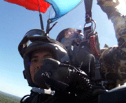 Staring at my left GoPro camera as we slowly descend towards the drop zone, on April 29, 2013.