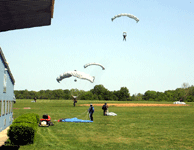 After my H.A.L.O. jump, German skydivers touch down at the West Tennessee Skydiving drop zone, on April 29, 2013.