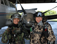 Posing for pictures before boarding the Super King Air for my H.A.L.O. tandem skydive, on April 29, 2013.