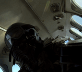 My visor is secured prior to leaping out of the Super King Air, on April 29, 2013.