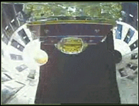 A screenshot from an onboard camera showing the H-2A rocket's payload fairings separating from around JAXA's Hayabusa2 spacecraft, on December 4, 2014 (Japan Standard Time)