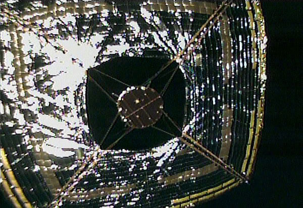 On June 15, 2010 (Japan Standard Time), a small separation camera was jettisoned from IKAROS (Interplanetary Kite-craft Accelerated by Radiation of the Sun) to photograph the solar sail in its entirety