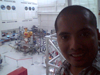 Posing with the SMAP satellite behind me inside the SAF clean room at NASA JPL...on September 8, 2014.