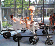 A full-scale replica of the Curiosity Mars rover on display at NASA JPL...on September 8, 2014.