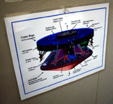 A diagram of the Mars 2020 spacecraft on a wall inside the SAF at NASA JPL...on May 30, 2018.