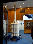 An Explorer 1 replica on display inside the main lobby of NASA JPL's Von Karman Auditorium...on May 30, 2018.