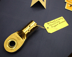 On display on the table I was sitting at: the parachute support structure for the Curiosity Mars Rover.