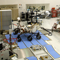 Tests being done on the Curiosity rover and its descent stage.