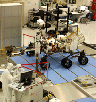 Tests being done on the Curiosity rover and its descent stage.