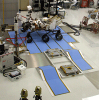 Tests being done on the Curiosity rover and its descent stage.