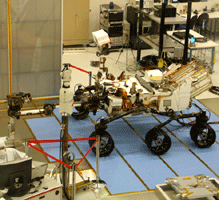 Tests being done on the Curiosity rover and its descent stage.