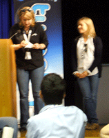 A raffle for cool JPL items is held inside the von Karman Auditorium.