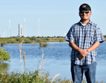 At Canaveral National Seashore, with the Space Launch System sitting on the pad behind me.