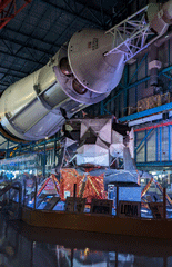A snapshot of an Apollo Command Module and Lunar Lander.