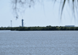 SpaceX's Horizontal Integration Facility and Launch Complex 39A as seen from across the Banana River.