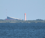 The Kennedy Space Center Visitor Complex as seen from across the Indian River.