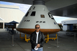 Posing in front of a full-scale mockup of the Orion spacecraft.