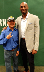 Posing with 5-time NBA champion Kobe Bryant during a photo op at The Grove in Los Angeles
