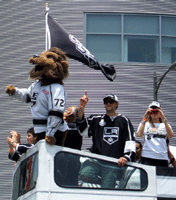 At the Los Angeles Kings' championship parade after they won the 2012 Stanley Cup final.