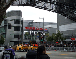 At the Los Angeles Kings' championship parade after they won the 2012 Stanley Cup final.