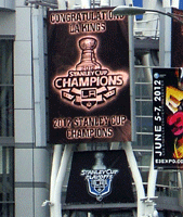 At the Los Angeles Kings' championship parade after they won the 2012 Stanley Cup final.