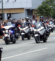 At the Los Angeles Kings' championship parade after they won the 2012 Stanley Cup final.