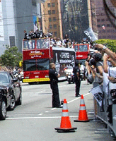 At the Los Angeles Kings' championship parade after they won the 2012 Stanley Cup final.