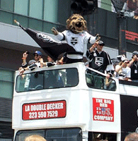 At the Los Angeles Kings' championship parade after they won the 2012 Stanley Cup final.