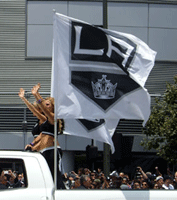 At the Los Angeles Kings' championship parade after they won the 2012 Stanley Cup final.