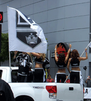 At the Los Angeles Kings' championship parade after they won the 2012 Stanley Cup final.