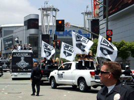 At the Los Angeles Kings' championship parade after they won the 2012 Stanley Cup final.