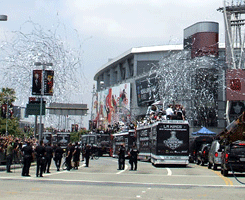 At the Los Angeles Kings' championship parade after they won the 2012 Stanley Cup final.