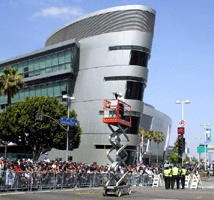 At the Los Angeles Kings' championship parade after they won the 2014 Stanley Cup final.