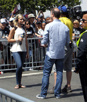 At the Los Angeles Kings' championship parade after they won the 2014 Stanley Cup final.