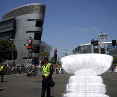 At the Los Angeles Kings' championship parade after they won the 2014 Stanley Cup final.